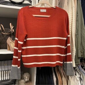 Striped Red and Gray Women's Sweater